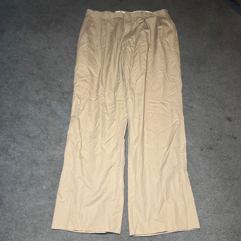 Polo Ralph Lauren Mens Pleated Khaki Trousers Tan Straight Leg Pants 33x28